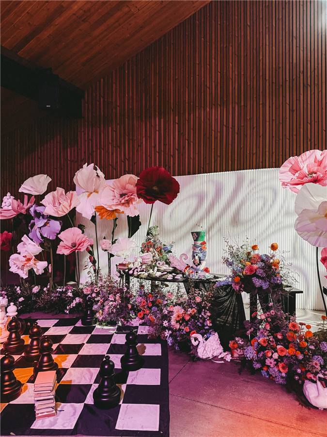 Bright giant paper flowers