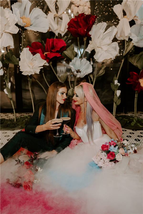Styled shoot with giant flowers